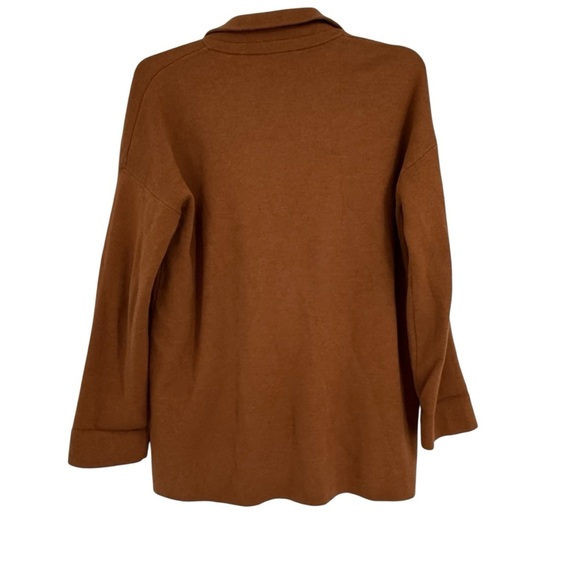 Michael Stars Two Button Cardigan Blazer Size Medium Brown Pockets Cotton Women - Picture 2 of 9